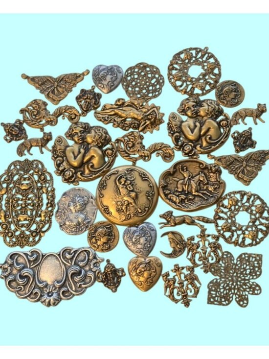 Jewelry - Art Nouveau style Brass Stampings LOT findings Jewelry Crafts Embellishment x30